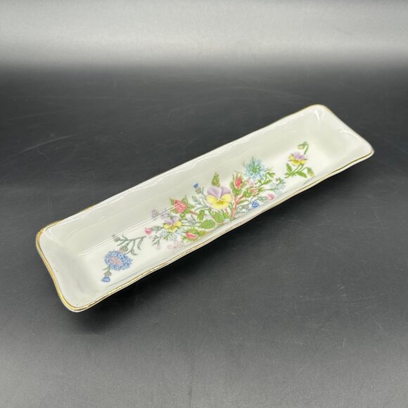 Vintage Mint Tray Aynsley England Wild Tudor Bone China Floral Trinket Dish - Picture 1 of 9